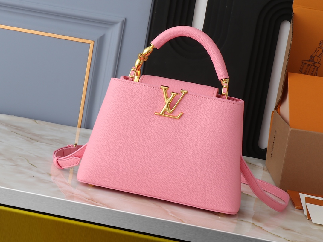 LV Capucines Bb Handbag Monogram Canvas Padlock Detail Office Commute